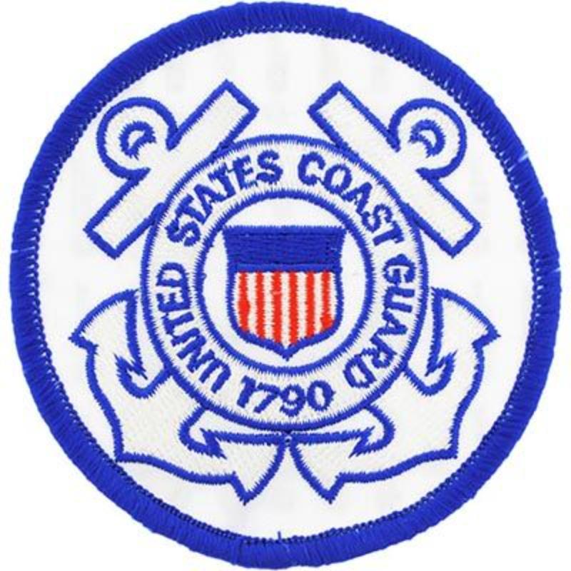 PM0247V Patch - United States Coast Guard, Logo 3V - Cloth Hook & Eye - 3.63 in.