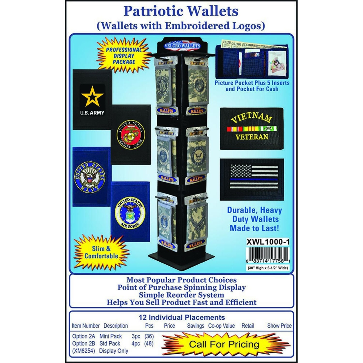 Picture of Eagle Emblems XWL1000-1 Wallets Display - 12 Placements