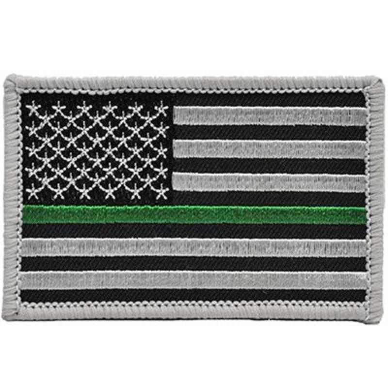 PM3110V Patch - Flag, USA, Green Line - Left - Cloth Hook & Eye - 3.38 x 2 in.