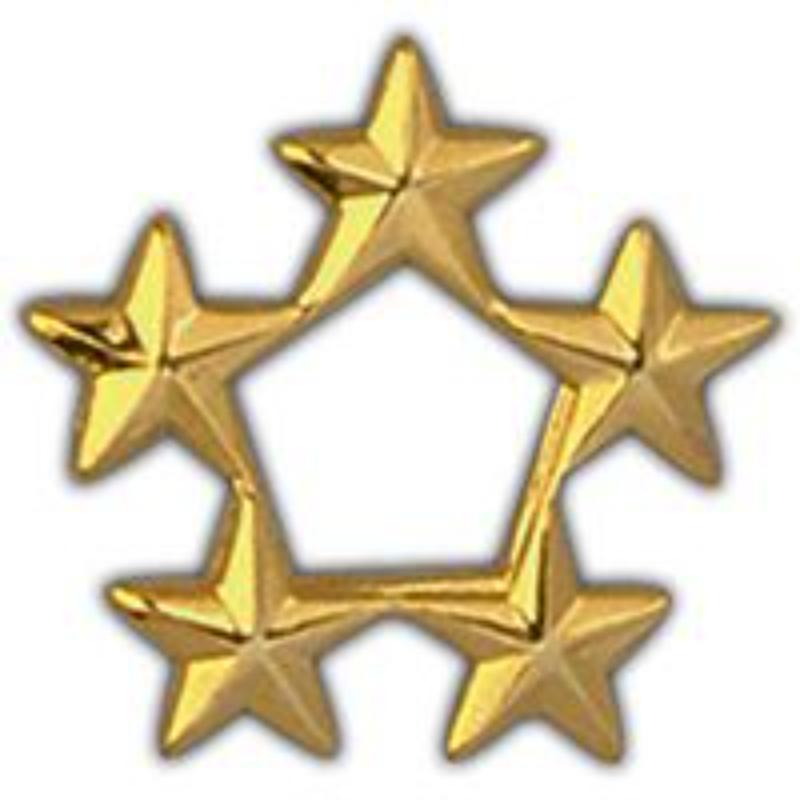 Army General Star Pin - Gold - 1.38 in. - Durable Military Insignia