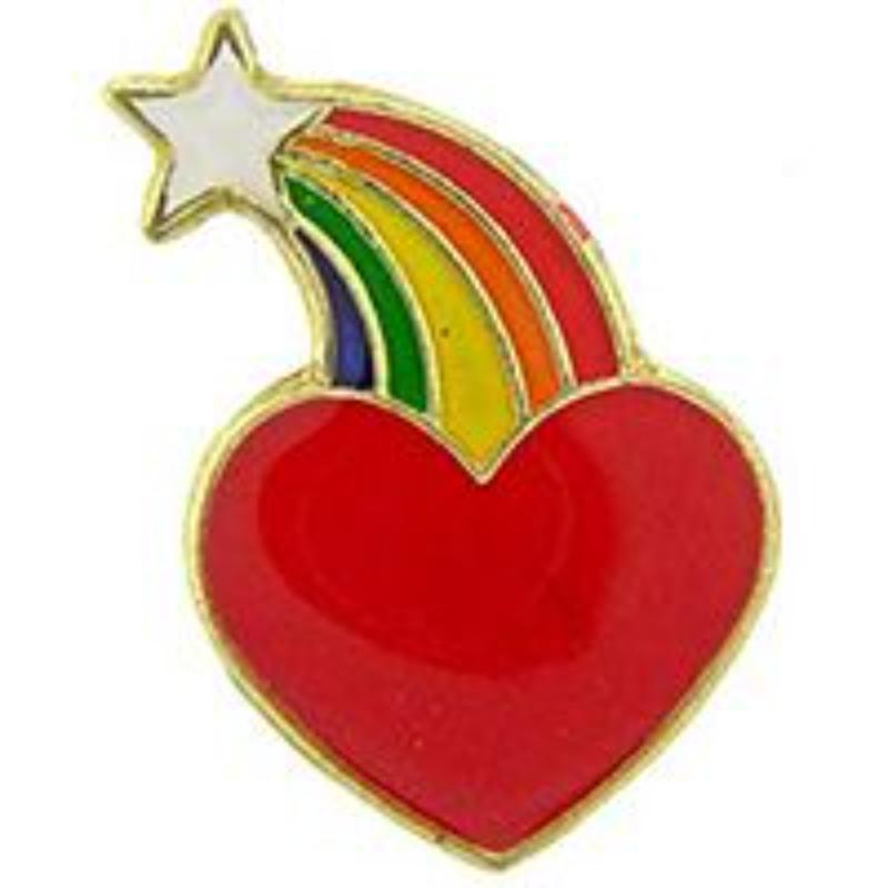 P60252 Pin - Hol, Heart, Rainbow - 1 in.