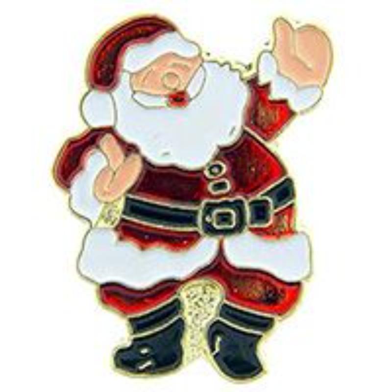 P61850 Pin - Hol, Xmas, Santa with Hand - 1 in.