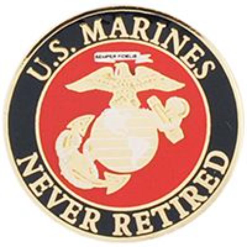 P62252 Pin - USMC Logo, Never Retired - 1.125 in.