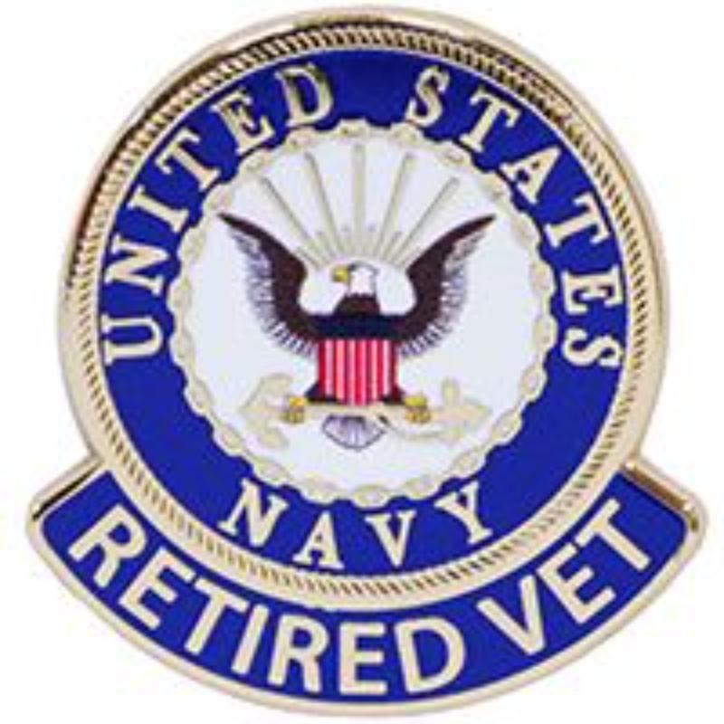 P62812 Pin - USN Logo, Retired Veteran - 1.125 in.