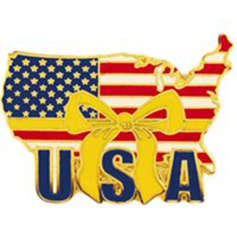 P62887 Pin - USA & Yellow Ribbon Map - 1.125 in.