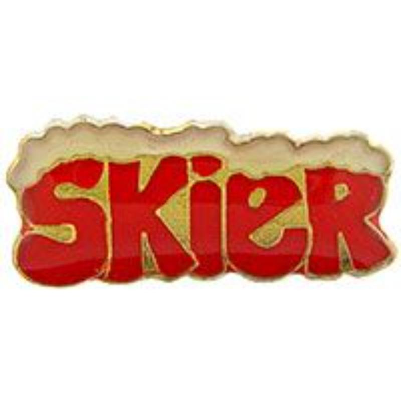 P63676 Pin - Skier Script - 1 in.