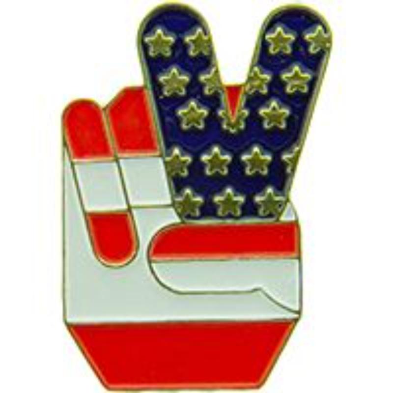 USA Peace Sign Hand Pin - Multi-Color - 1.625 in. - Durable Design