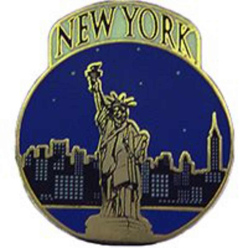 P63901 Pin - NY, Statue of Liberty & City - 1 in.