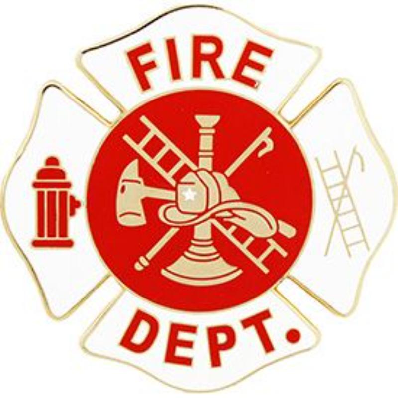 P03713 Pin - Fire Department Logo - Red & White - 1.5 in.