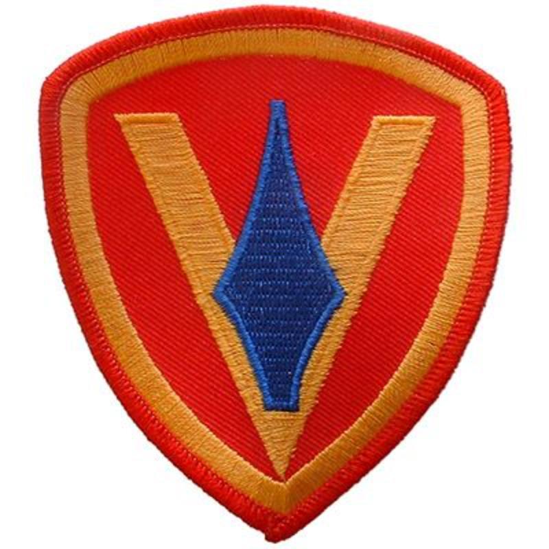 USMC 5th Division Patch - Red/Gold - 3.25 in. - Durable Embroidery