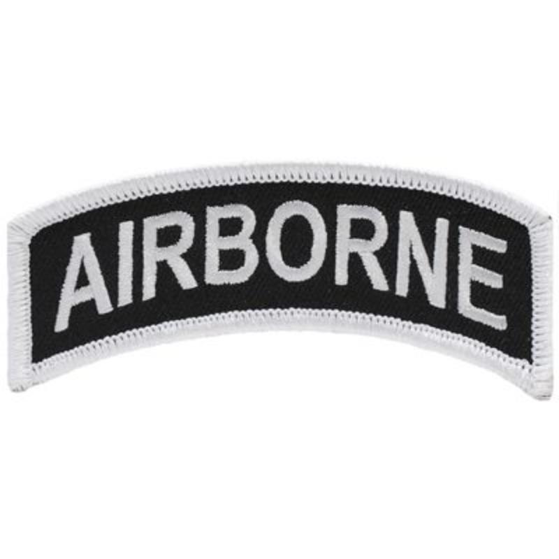 PM0351 Patch - Army, Tab, Airborne - White & Black - 3.38 x 1.88 in.