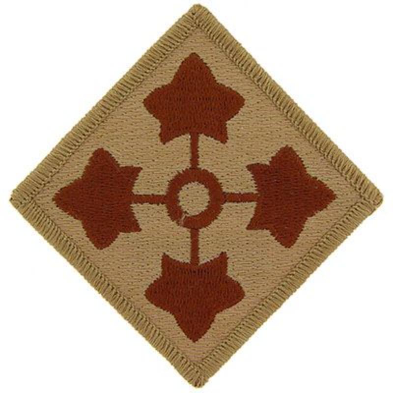 Army Patch - 4th Infantry Division - Desert - 3.25 in. - Durable Material