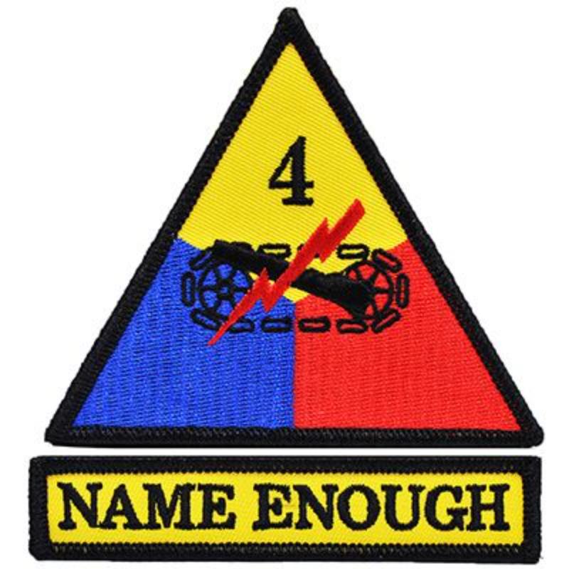 PM0684 Patch - Army, 4th Armored Division - 2 Piece - 3.63 in. Wide