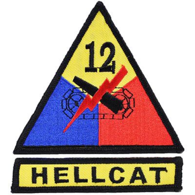 PM0692 Patch - Army, 12Th Armored Division - 2 Piece - 3.63 in. Wide