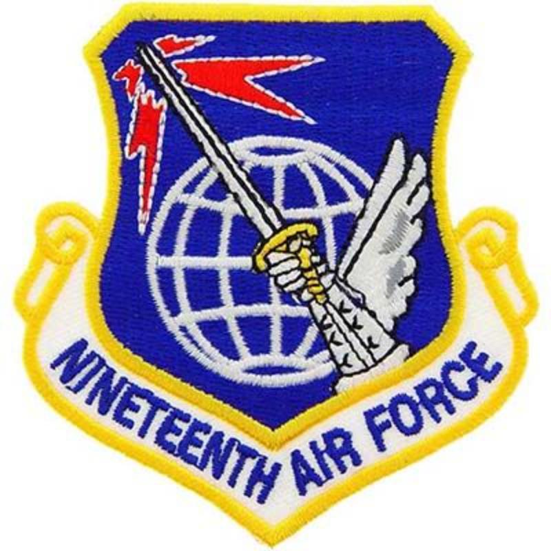 PM0919 Patch - USAF, 19th, Shield - 3.63 in.