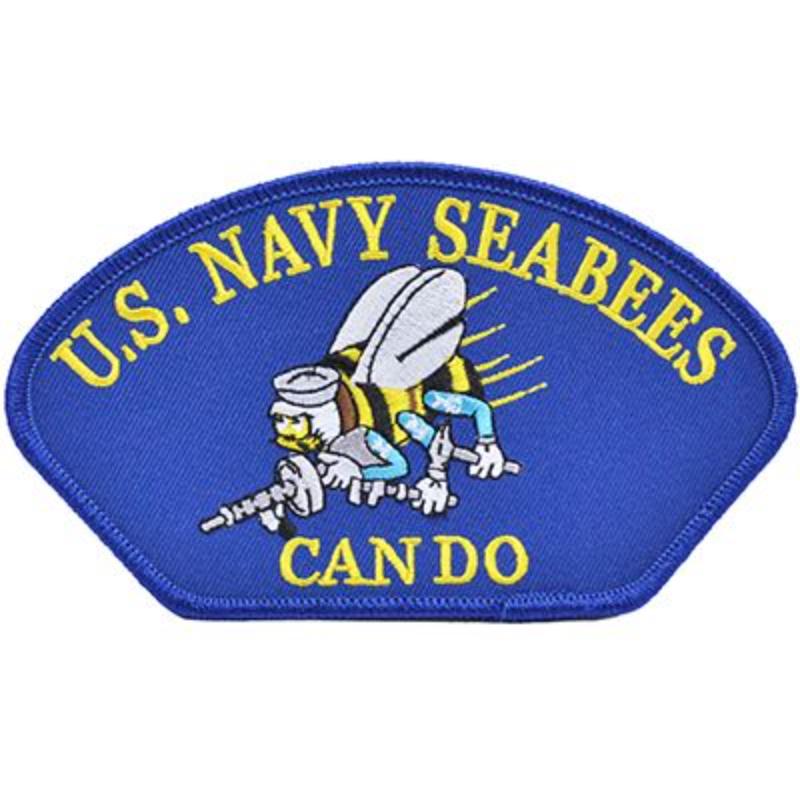 PM1600 Patch - USN, Hat, Seabees, Can Do - 5.25 x 3 in.