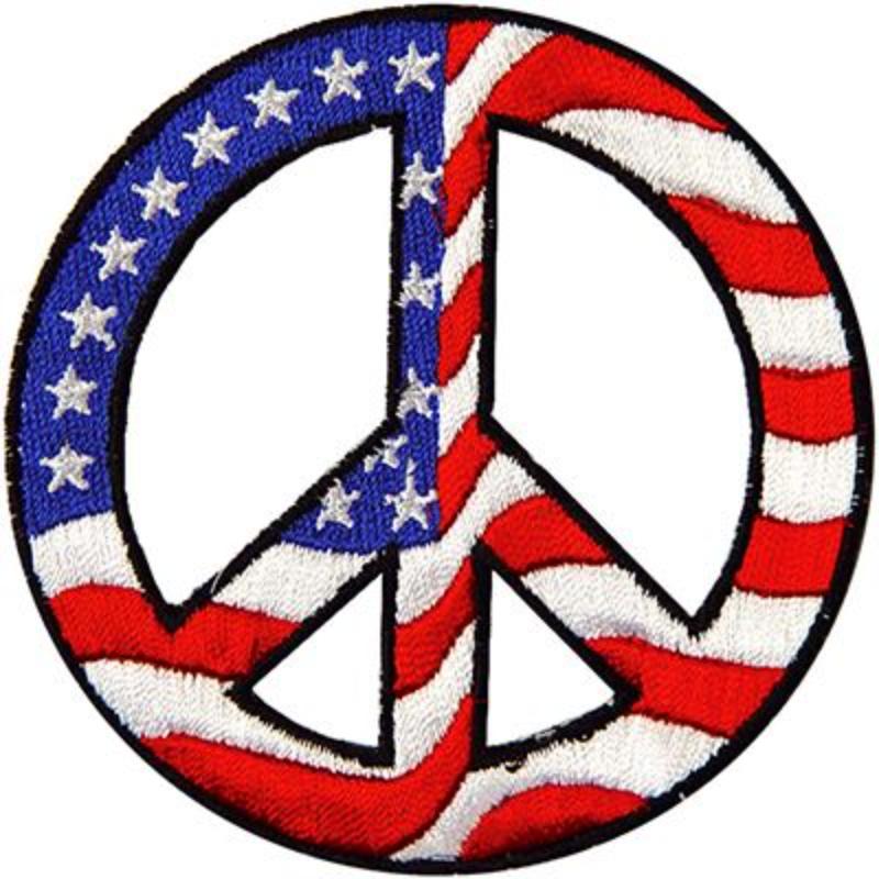 USA Peace Sign Patch - Multicolor - 3.63 in. - Durable Fabric
