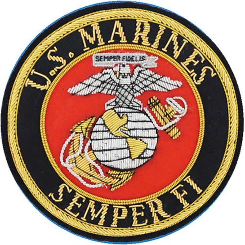 PM7504 Patch - USMC Logo.Semper FI, Gold Bullion - Large - 4 in.