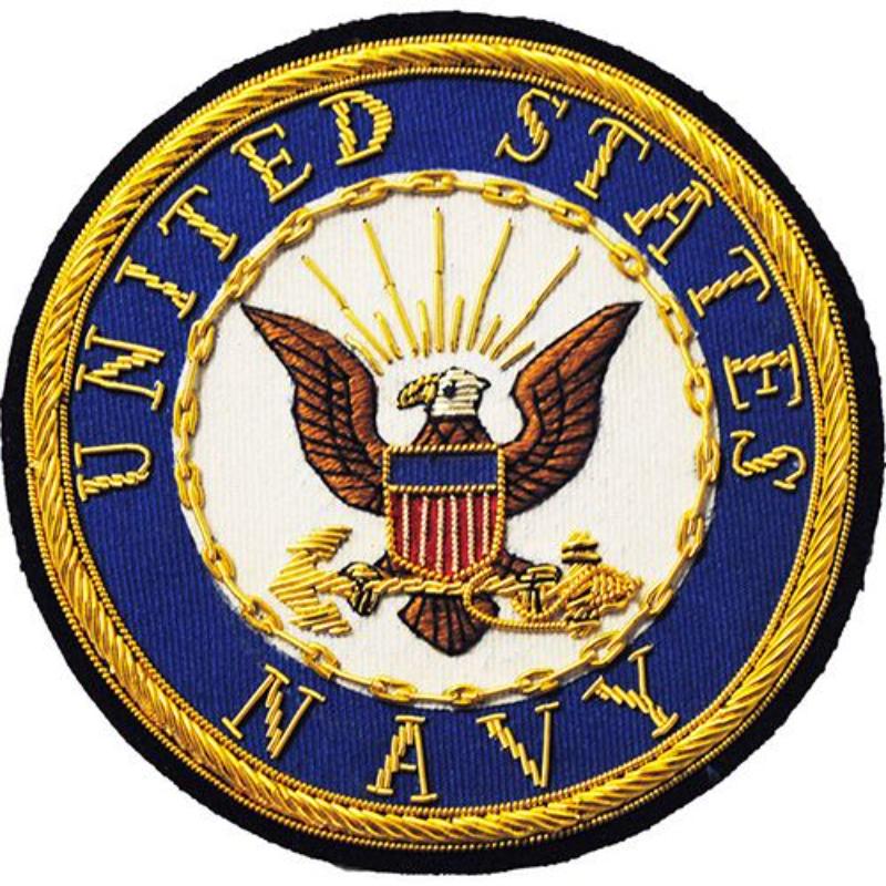 PM7508 Patch - USN Logo, Gold Bullion - Large - 4 in.