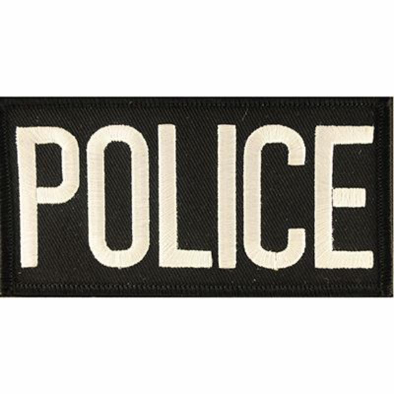 PM4114 Patch - Police Tab - White & Black - 4 x 2 in.