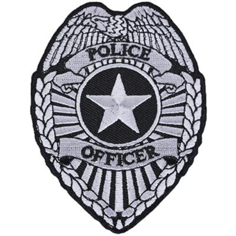 PM4117 Patch - Police Shield - Silver & Black - 3.63 in.