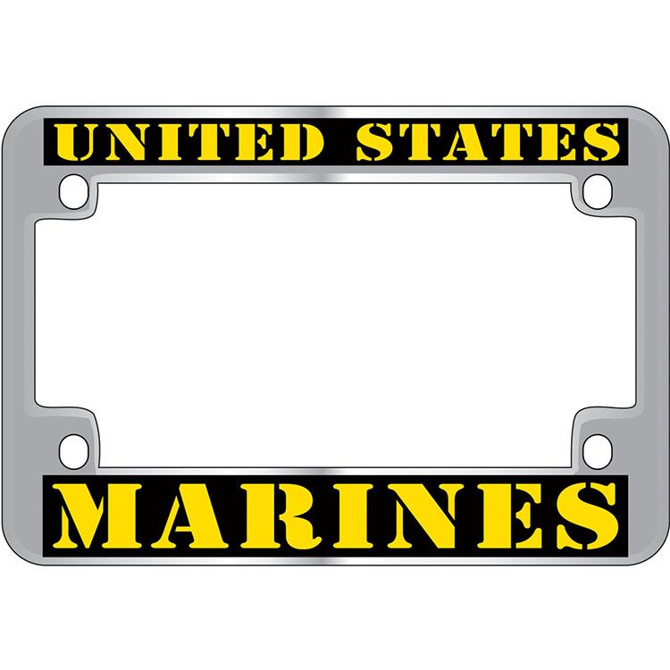 LP2924 Chrome License Plate Frame, USMC - 5 x 7.25 in.
