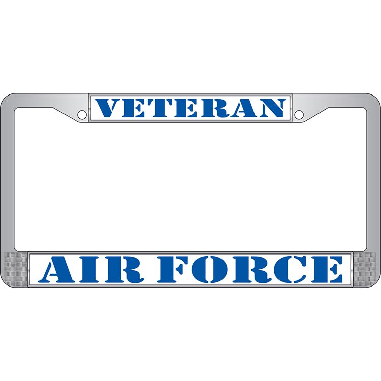LP3805 Chrome License Plate Frame, USAF, Veteran - 6 x 12 in.