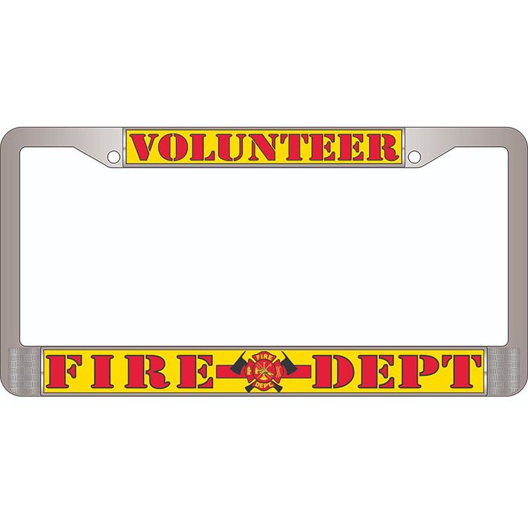 LP3936 Chrome License Plate Frame, Fire Volunteer - 6 x 12 in.