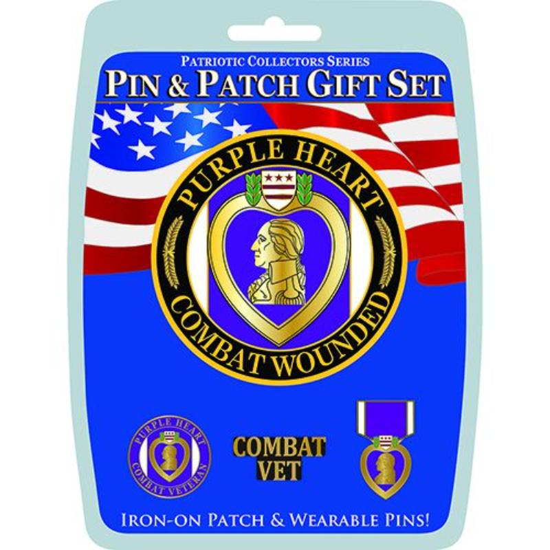 Picture of Eagle Emblems DIS0019 Gift Set - Purple Heart - 3 Pins & 1 Patch
