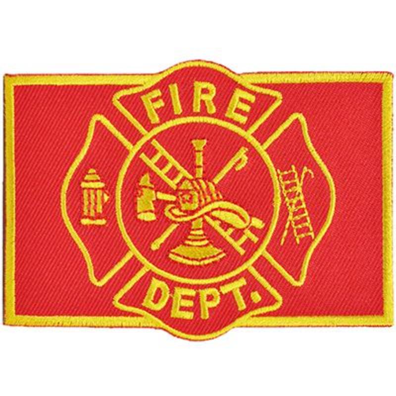 PM3838 Patch - Fire Department Logo, Rectangle - Red & Gold - 3.5 x 2.5 in.