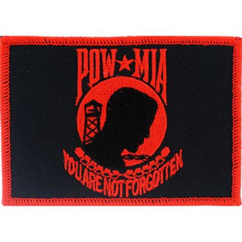 PM3865 Patch - Pow Mia Flag, Red & Black - 3.5 x 2.5 in.