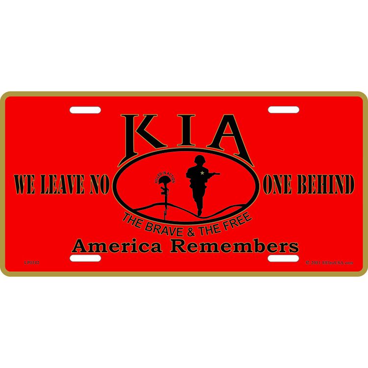 LP0342 License Plate Frame - Kia, America Remembers - 6 x 12 in.