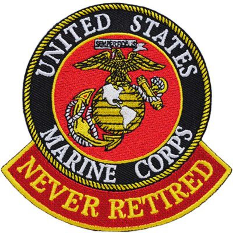 PM0973 Patch - USMC Logo, Never Retired - 3.63 in.
