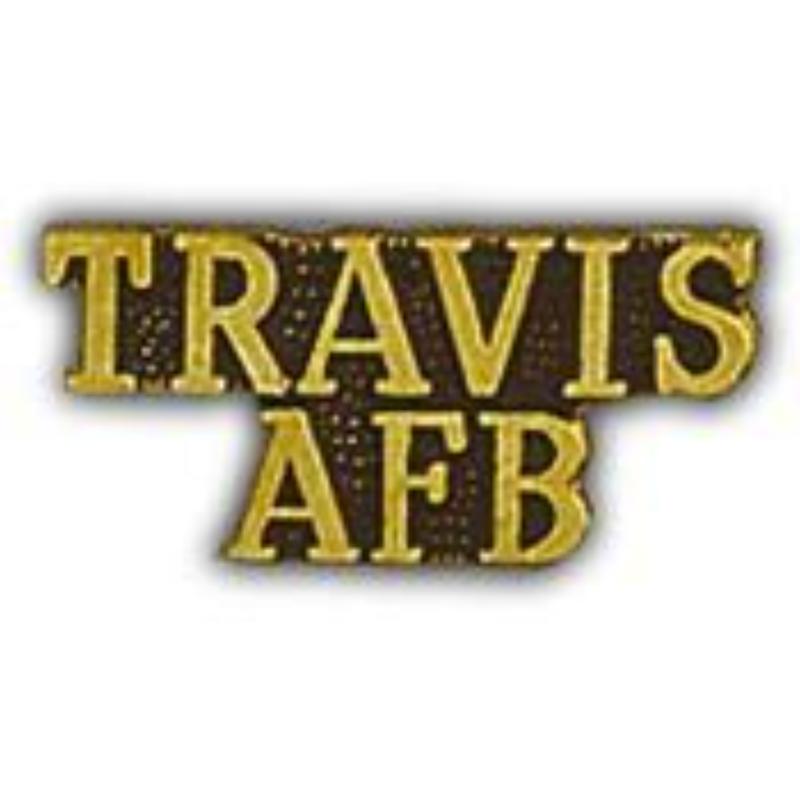 P15162 Pin - USAF, Script Travis Air Force Base - 1.25 in.