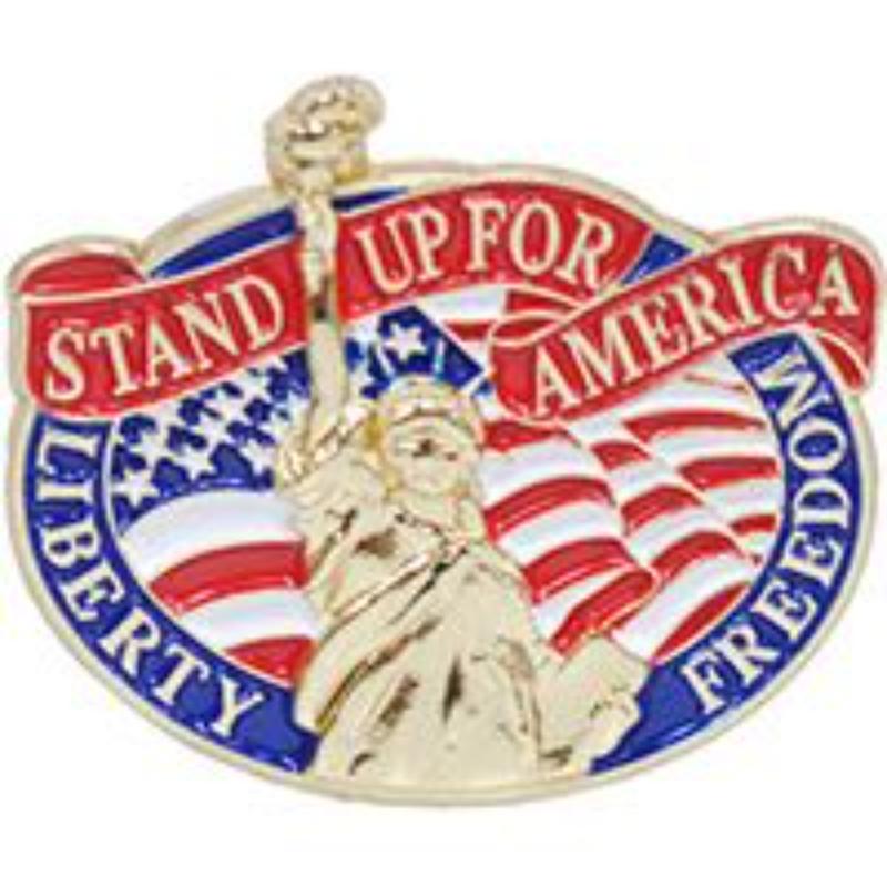 P15660 Pin - USA, Statue of Liberty Stand Up for America - 1.181 in.