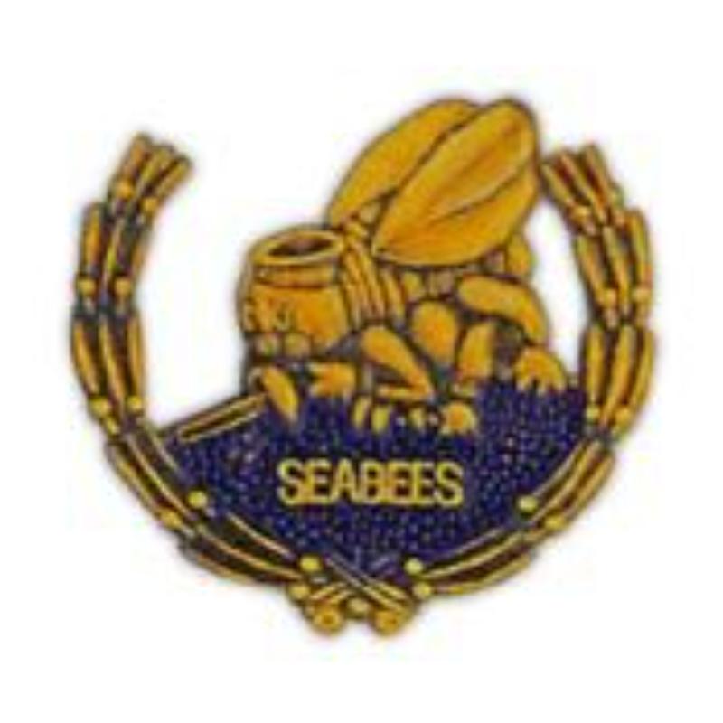 P15910 Pin - USN, Seabees, Wreath, EM - 1.625 in.