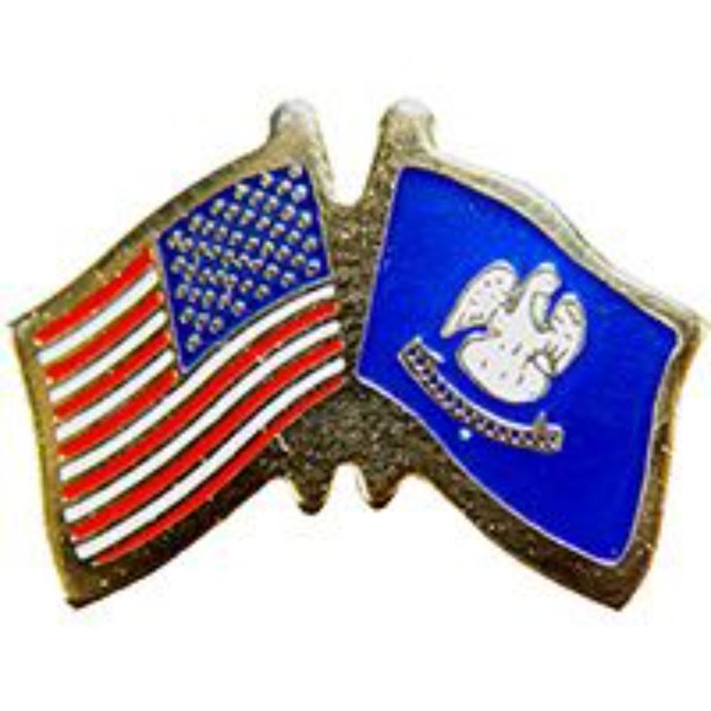 Cross Flags Pin - USA & Louisiana - 1.125 in. - Durable Design