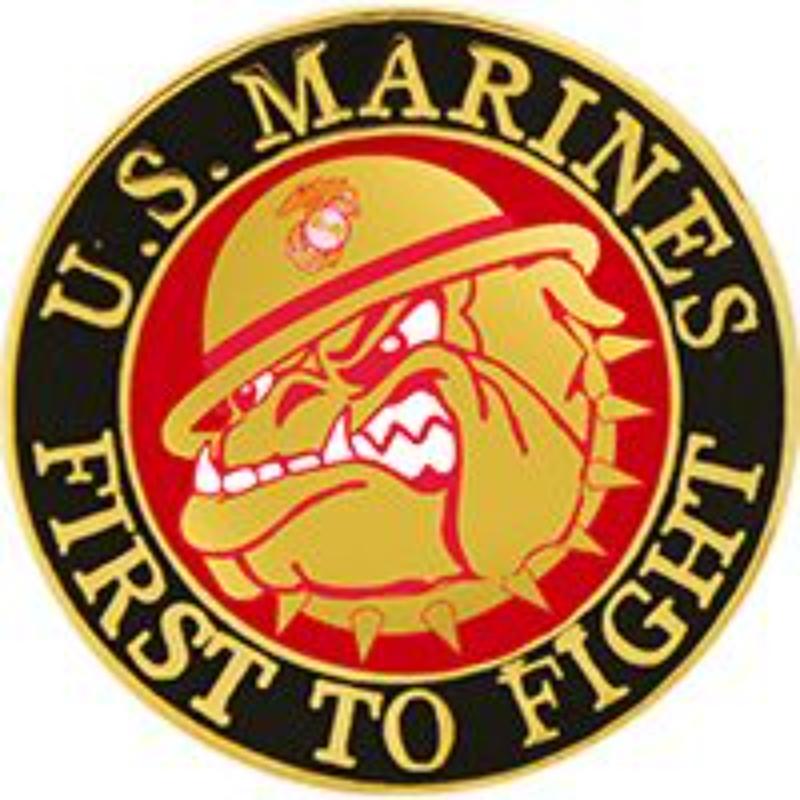 P62367 Pin - USMC, Bulldog, Round - 1 in.