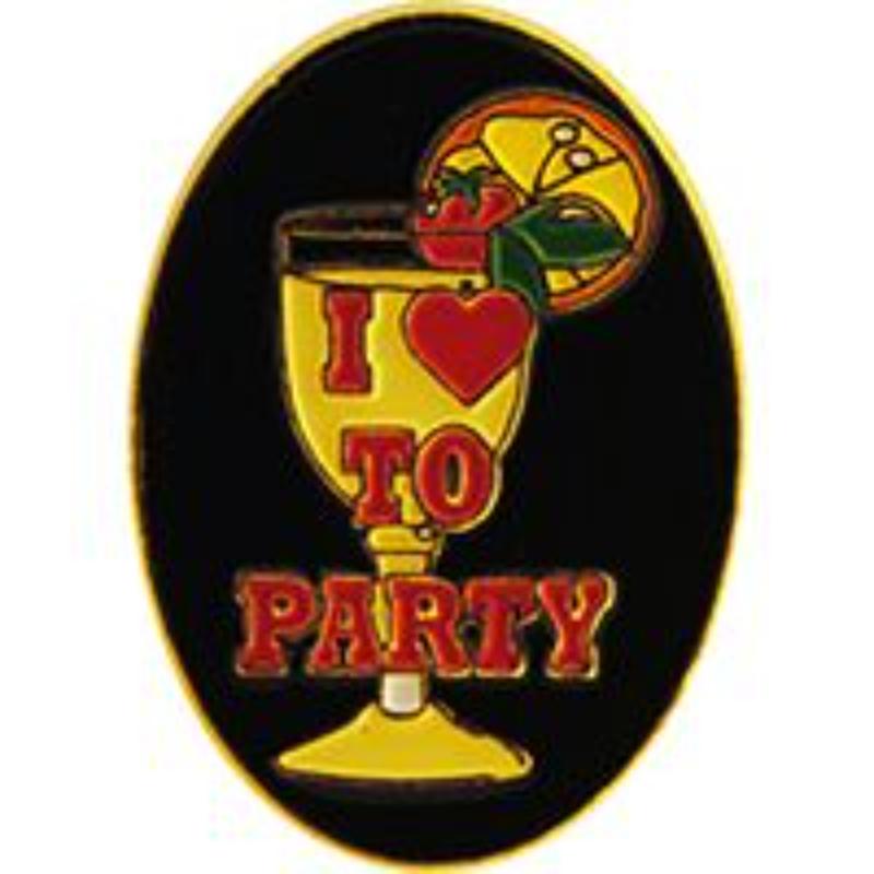 P63681 Pin - I Heart to Party - 1 in.