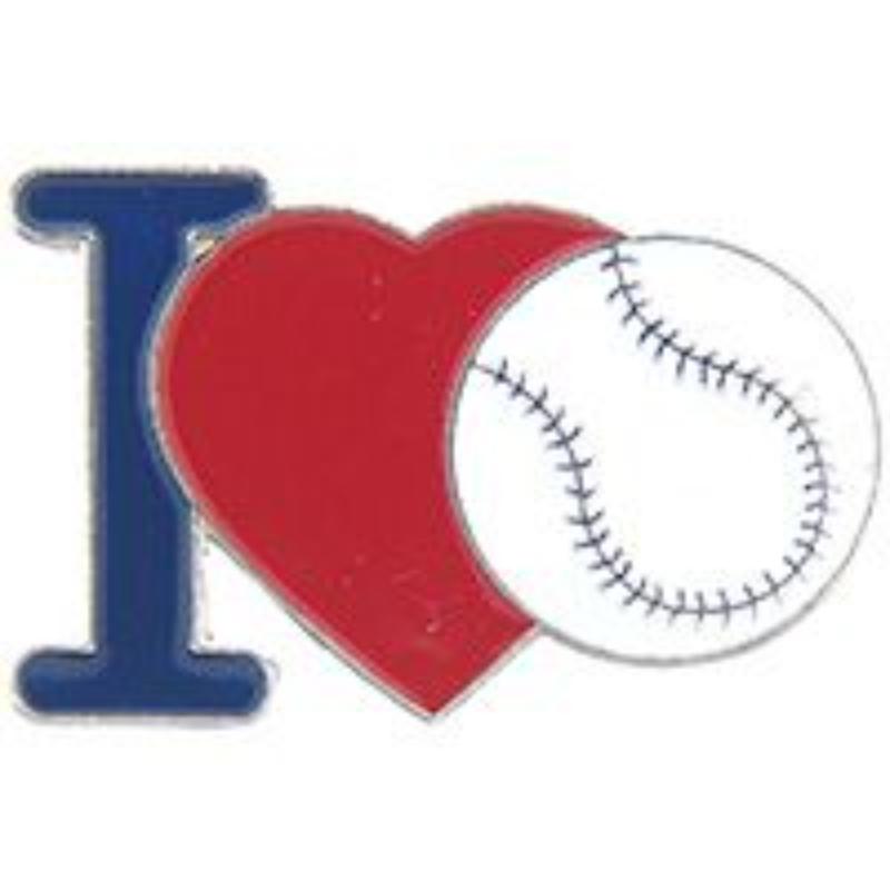 P64112 Pin - Baseball, I Heart - 1 in.
