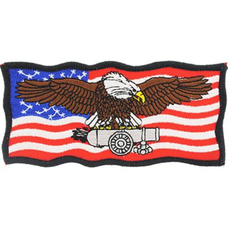 USA Eagle Cannon Patch - 4.5 in. - Durable Embroidered Design