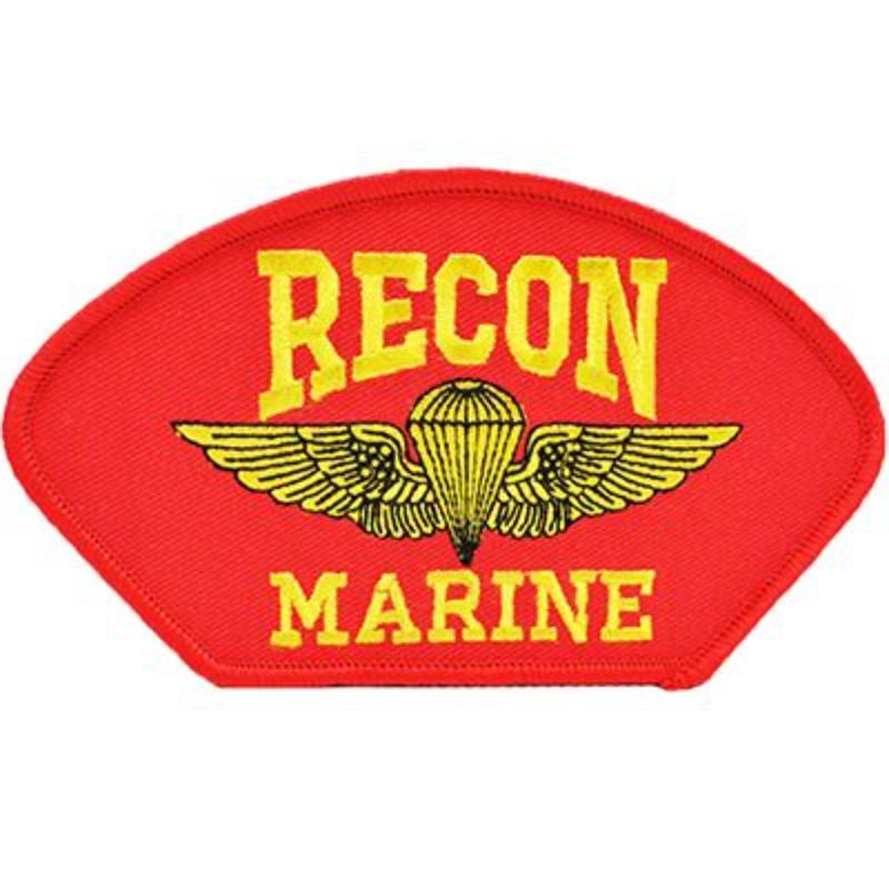 PM1353 Patch - USMC, Hat, Recon, Red - 5.25 x 3 in.