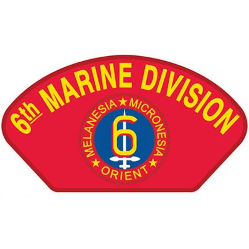 PM1390 Patch - USMC, Hat, 6th Division - 5.25 x 3 in.
