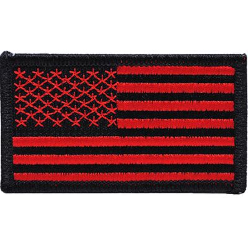 USA Flag Patch - Black & Red - 3.38 x 2 in. - Durable Military Design
