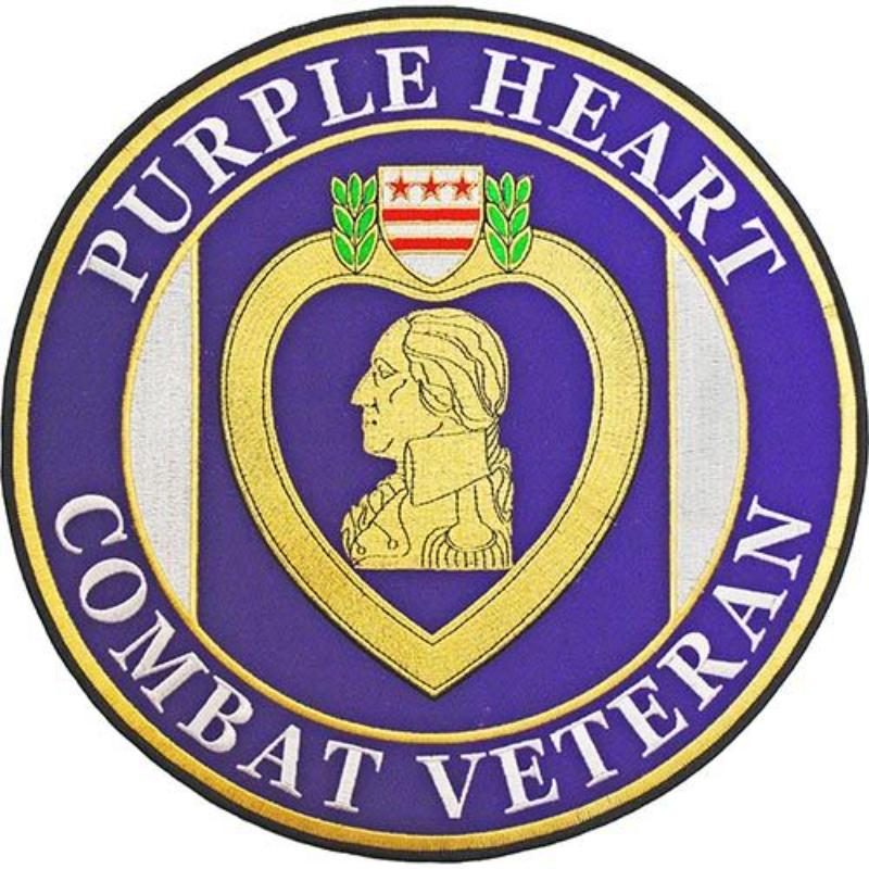 PM9102 Patch - Purple Heart - Combat Veteran, Extra Large - 12 in.