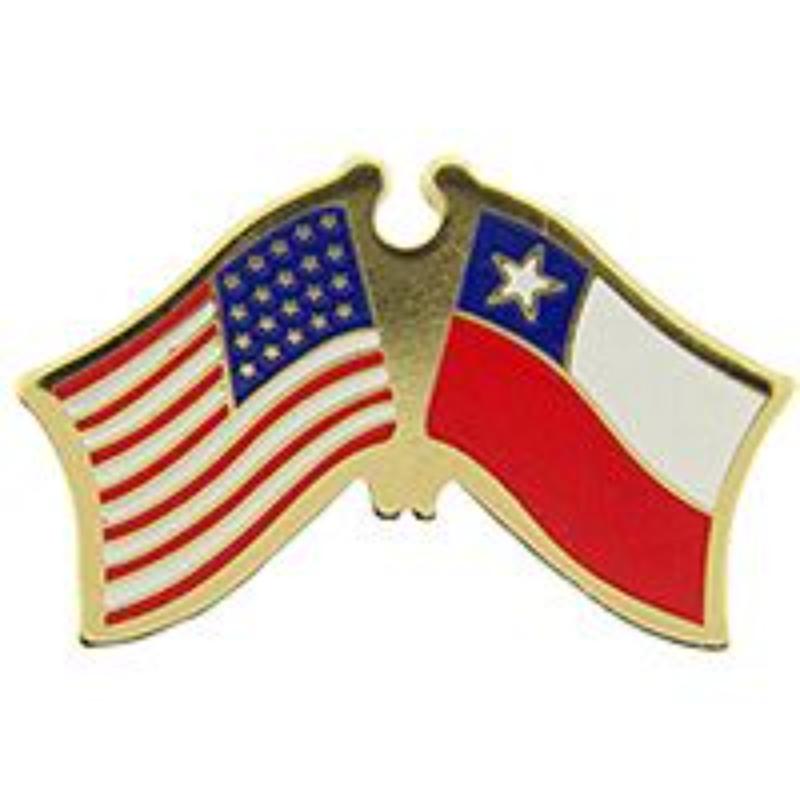 P09717 Cross Flags Pin - USA & Chile - 1.125 in.