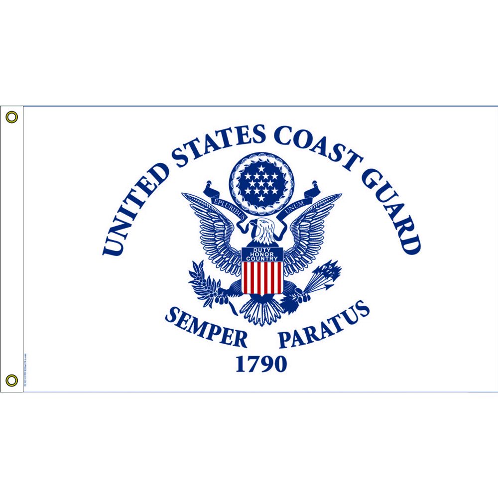 F3202-05 Flag - United States Coast Guard, Nylon-Glow - 3 x 5 ft.