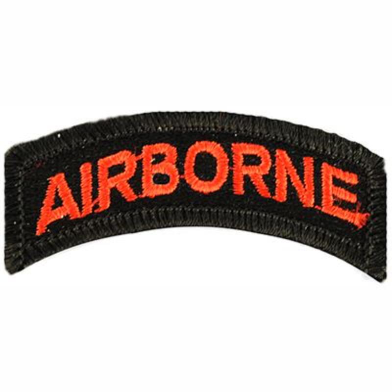 PM3774 Patch - Army, Tab, Airborne - Red & Black - 2.5 x 0.75 in.
