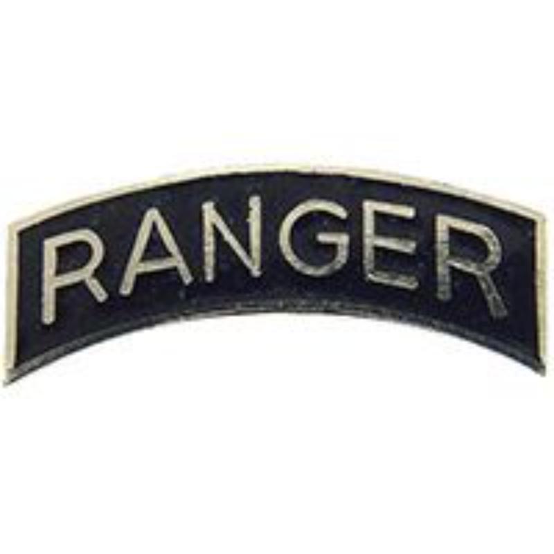 P12020 Pin - Army, Ranger, Tab - Silver & Black - 1 in.