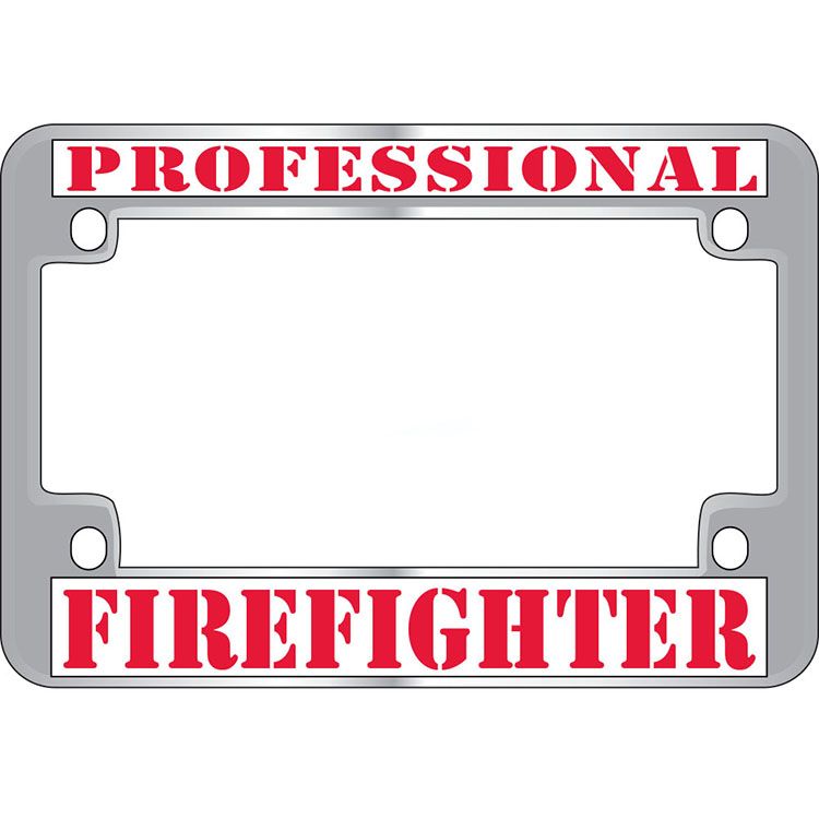 LP2919 Chrome License Plate Frame, Fire Fighter - 5 x 7.25 in.